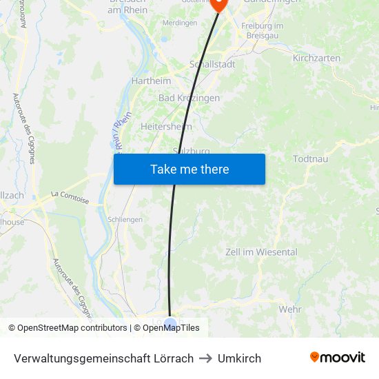 Verwaltungsgemeinschaft Lörrach to Umkirch map