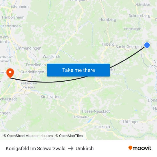 Königsfeld Im Schwarzwald to Umkirch map