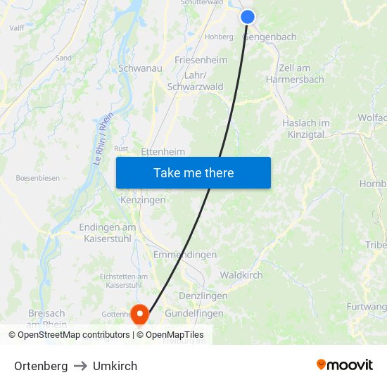 Ortenberg to Umkirch map