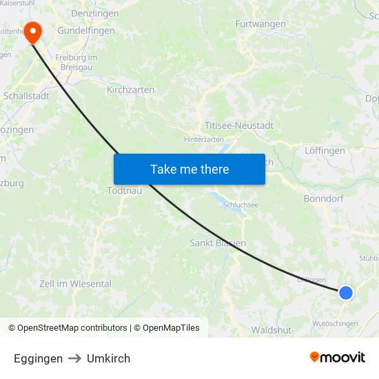 Eggingen to Umkirch map