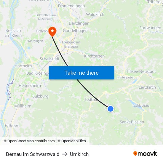 Bernau Im Schwarzwald to Umkirch map