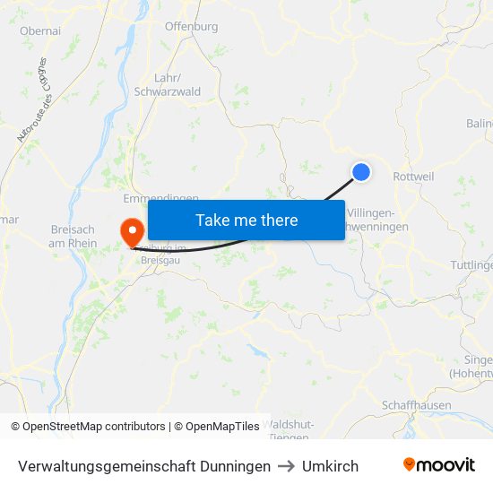 Verwaltungsgemeinschaft Dunningen to Umkirch map