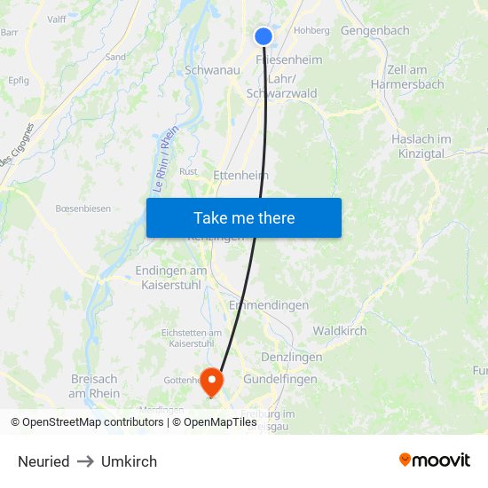 Neuried to Umkirch map