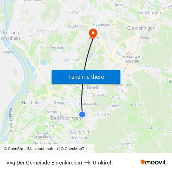 Vvg Der Gemeinde Ehrenkirchen to Umkirch map