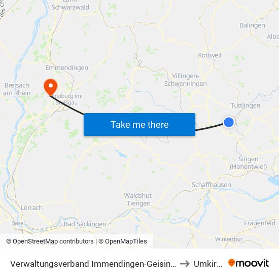 Verwaltungsverband Immendingen-Geisingen to Umkirch map