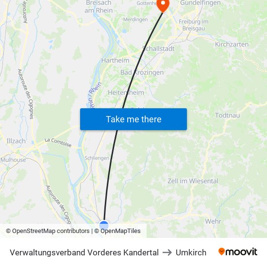 Verwaltungsverband Vorderes Kandertal to Umkirch map