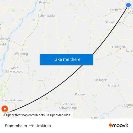 Stammheim to Umkirch map