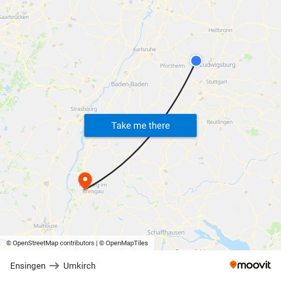 Ensingen to Umkirch map