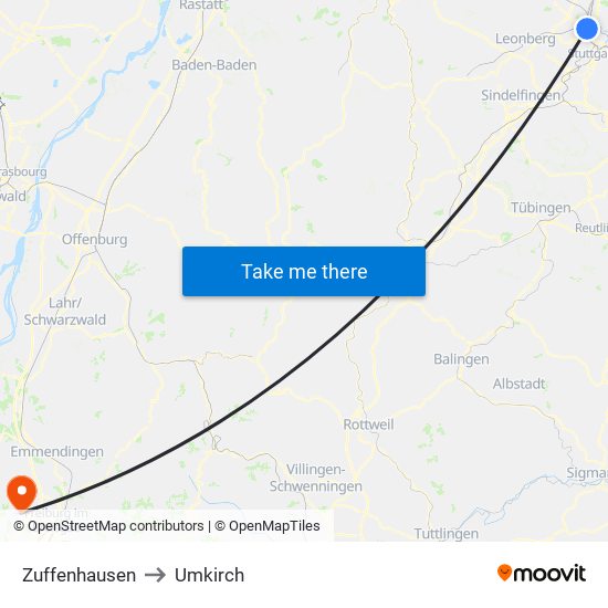 Zuffenhausen to Umkirch map