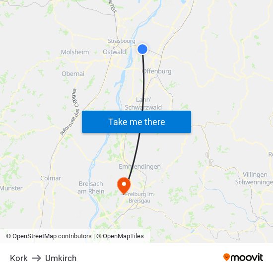 Kork to Umkirch map