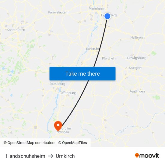 Handschuhsheim to Umkirch map