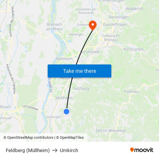 Feldberg (Müllheim) to Umkirch map