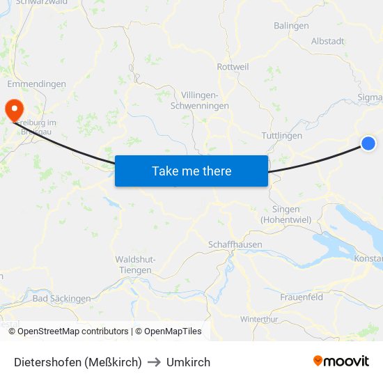 Dietershofen (Meßkirch) to Umkirch map
