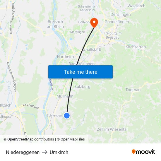 Niedereggenen to Umkirch map