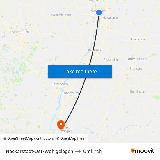 Neckarstadt-Ost/Wohlgelegen to Umkirch map