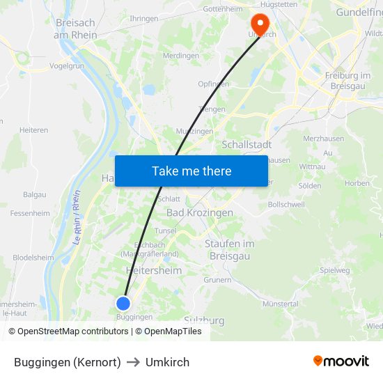 Buggingen (Kernort) to Umkirch map