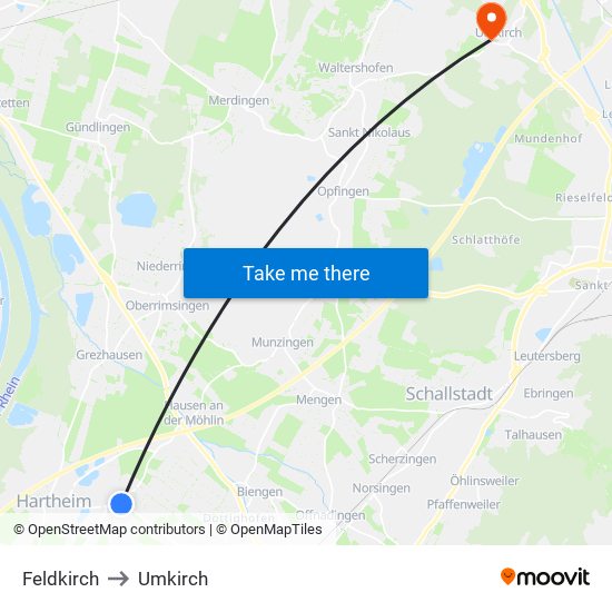 Feldkirch to Umkirch map