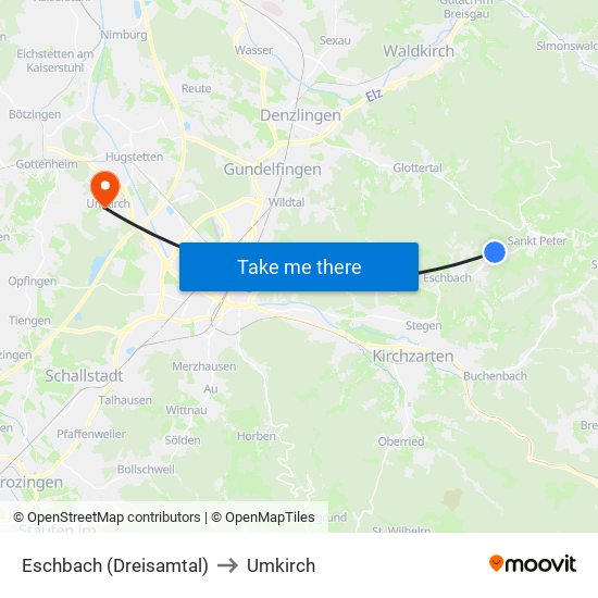 Eschbach (Dreisamtal) to Umkirch map