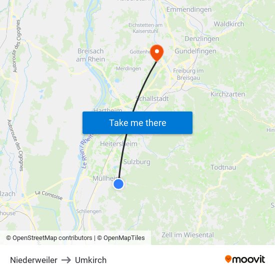 Niederweiler to Umkirch map