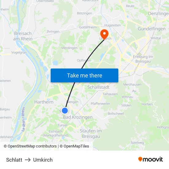 Schlatt to Umkirch map