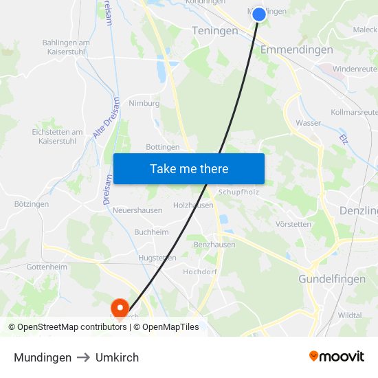 Mundingen to Umkirch map