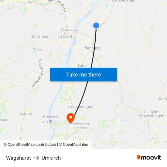 Wagshurst to Umkirch map