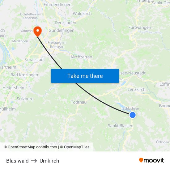 Blasiwald to Umkirch map