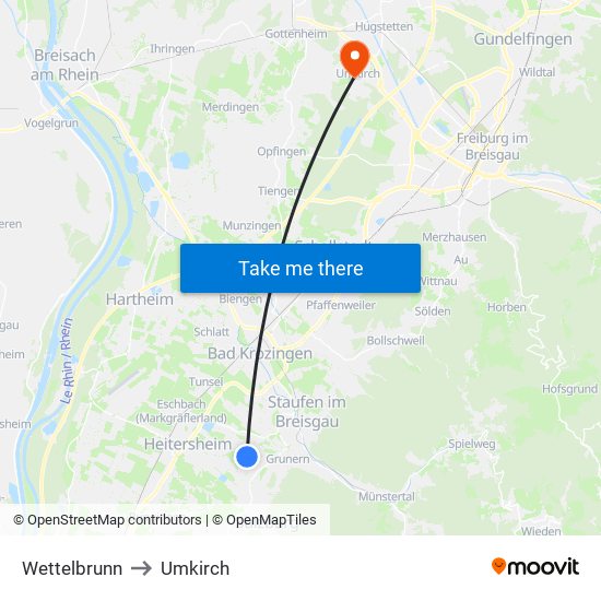 Wettelbrunn to Umkirch map