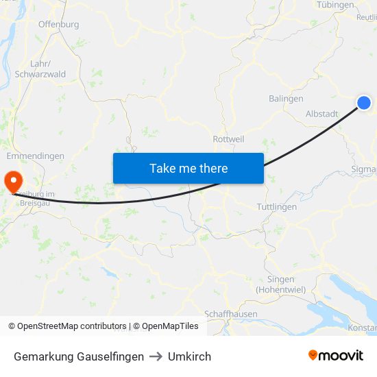 Gemarkung Gauselfingen to Umkirch map