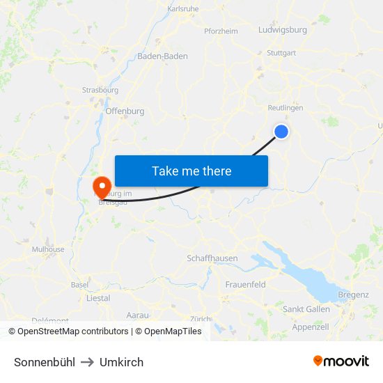 Sonnenbühl to Umkirch map