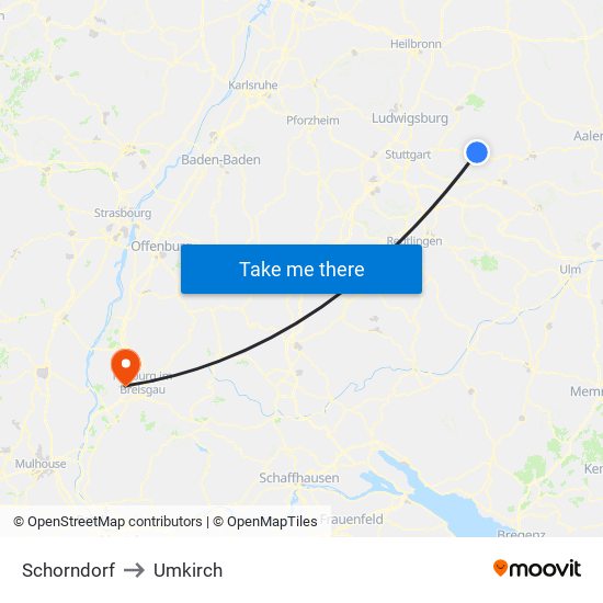 Schorndorf to Umkirch map