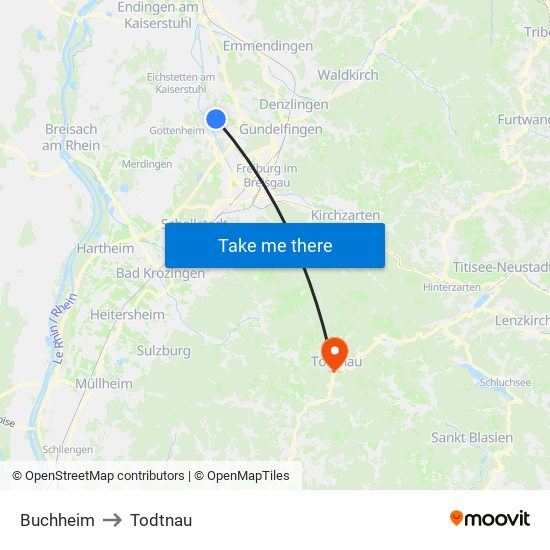 Buchheim to Todtnau map