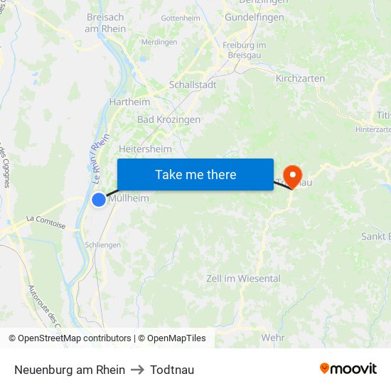 Neuenburg am Rhein to Todtnau map