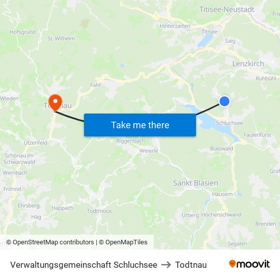 Verwaltungsgemeinschaft Schluchsee to Todtnau map