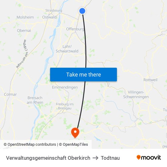 Verwaltungsgemeinschaft Oberkirch to Todtnau map