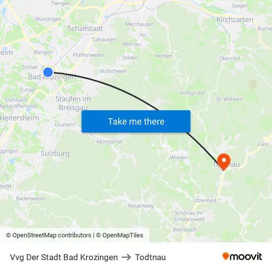 Vvg Der Stadt Bad Krozingen to Todtnau map