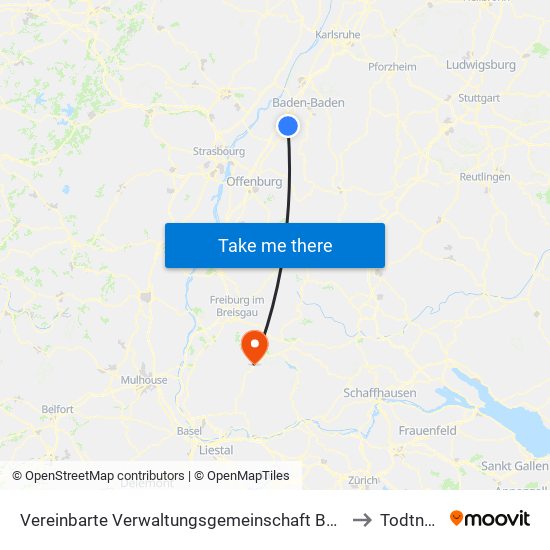 Vereinbarte Verwaltungsgemeinschaft Bühl to Todtnau map