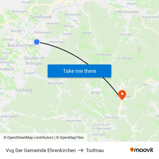 Vvg Der Gemeinde Ehrenkirchen to Todtnau map