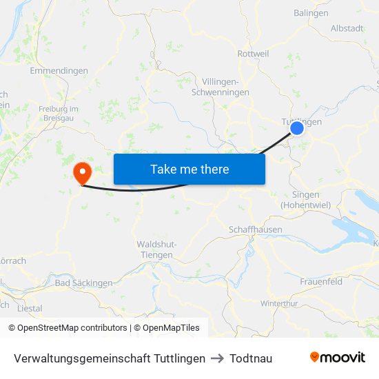 Verwaltungsgemeinschaft Tuttlingen to Todtnau map