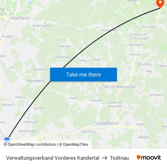 Verwaltungsverband Vorderes Kandertal to Todtnau map