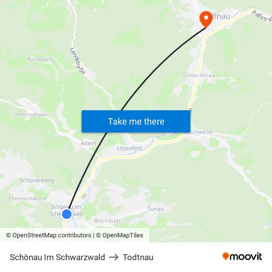 Schönau Im Schwarzwald to Todtnau map