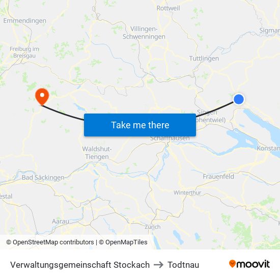 Verwaltungsgemeinschaft Stockach to Todtnau map