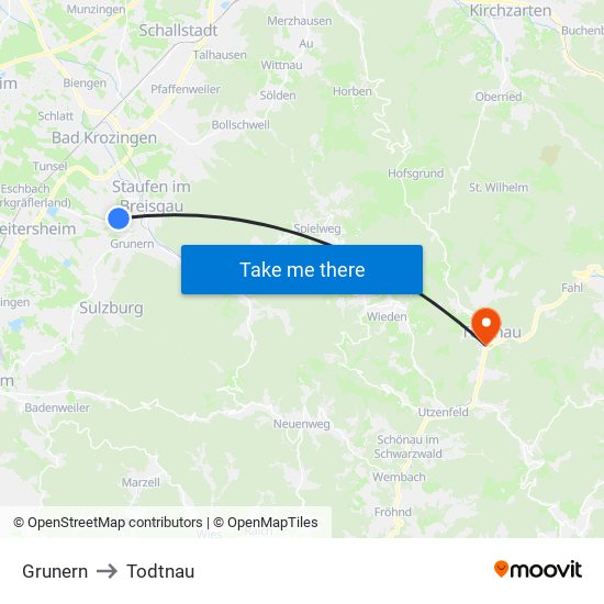 Grunern to Todtnau map