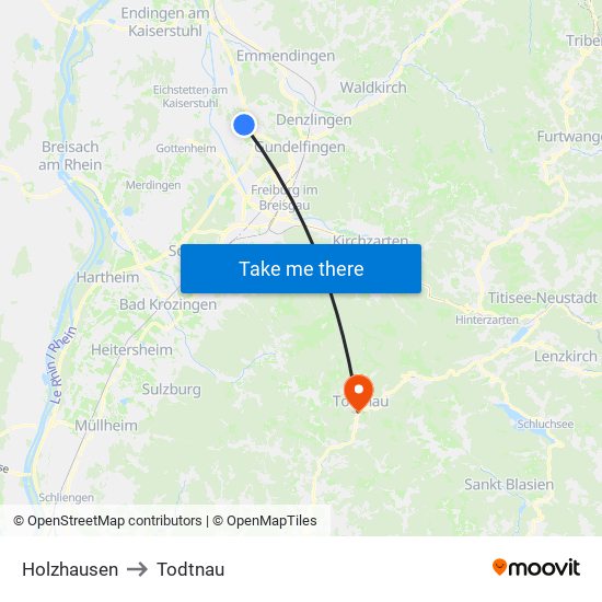 Holzhausen to Todtnau map