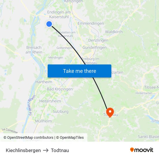 Kiechlinsbergen to Todtnau map