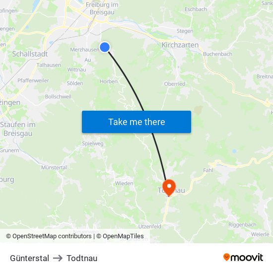 Günterstal to Todtnau map