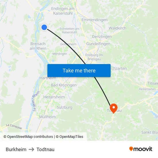 Burkheim to Todtnau map