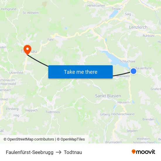 Faulenfürst-Seebrugg to Todtnau map