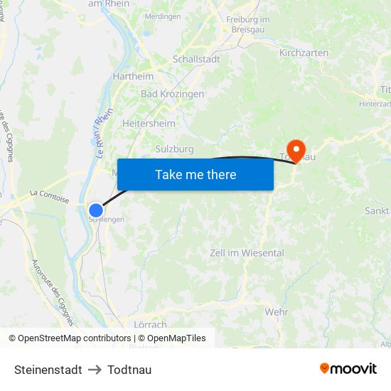 Steinenstadt to Todtnau map