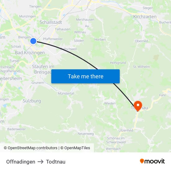 Offnadingen to Todtnau map